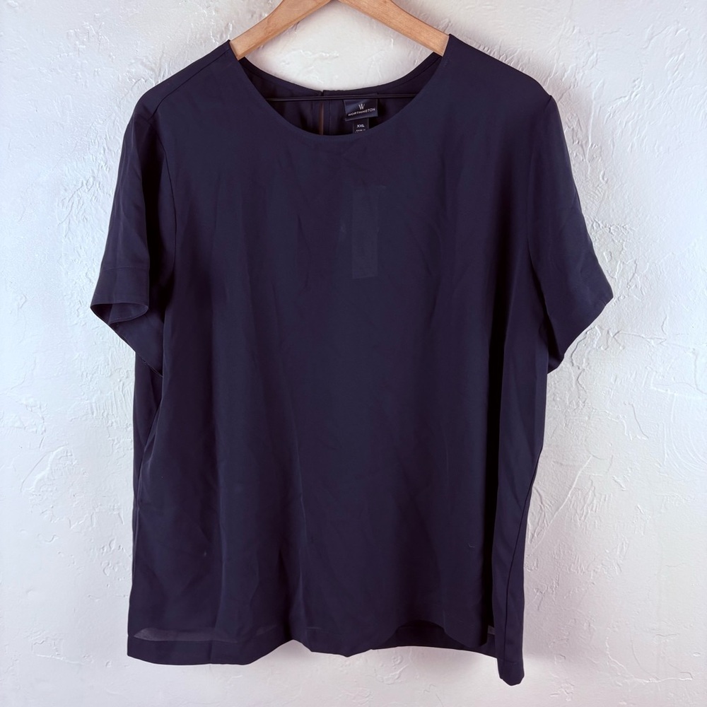 NWT Worthington Black Short Sleeve Blouse Shell Top XXL